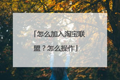 怎么加入淘宝联盟?怎么操作