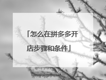 怎么在拼多多开店步骤和条件