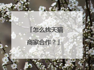 怎么找天猫商家合作？
