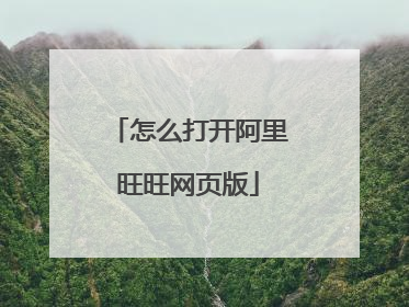 怎么打开阿里旺旺网页版