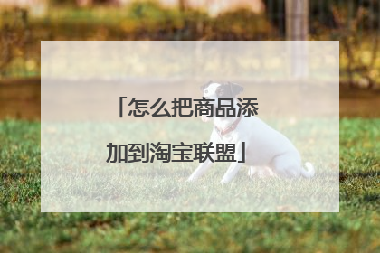 怎么把商品添加到淘宝联盟