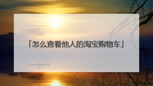 怎么查看他人的淘宝购物车