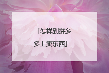 怎样到拼多多上卖东西