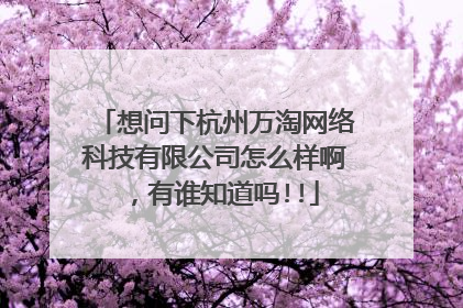 想问下杭州万淘网络科技有限公司怎么样啊,有谁知道吗!!