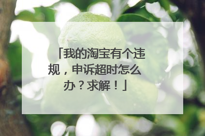 我的淘宝有个违规,申诉超时怎么办?求解!
