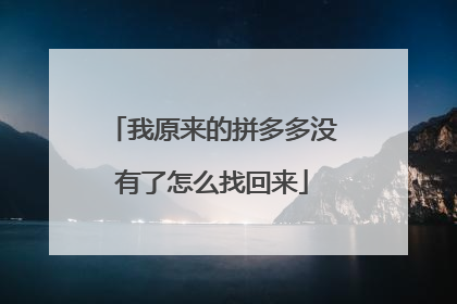 我原来的拼多多没有了怎么找回来