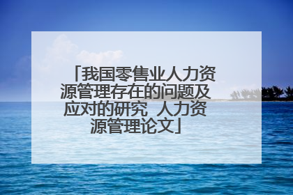 我国零售业人力资源管理存在的问题及应对的研究 人力资源管理论文