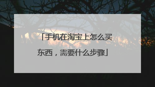 手机在淘宝上怎么买东西,需要什么步骤