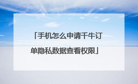 手机怎么申请千牛订单隐私数据查看权限