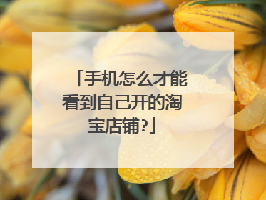 手机怎么才能看到自己开的淘宝店铺?