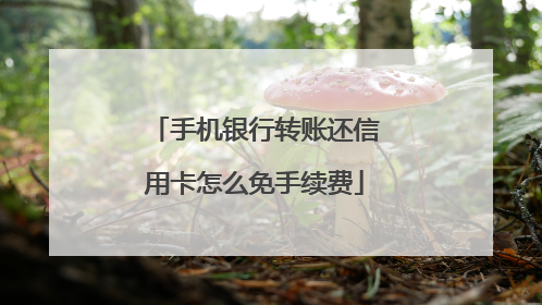 手机银行转账还信用卡怎么免手续费