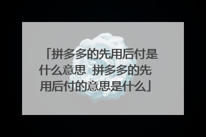 拼多多的先用后付是什么意思 拼多多的先用后付的意思是什么
