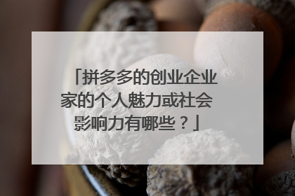 拼多多的创业企业家的个人魅力或社会影响力有哪些?