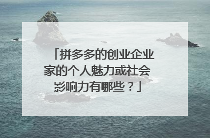 拼多多的创业企业家的个人魅力或社会影响力有哪些?