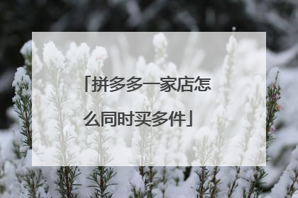 拼多多一家店怎么同时买多件