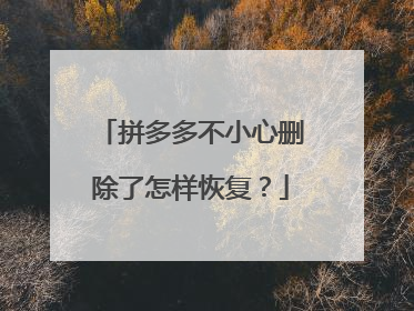 拼多多不小心删除了怎样恢复?