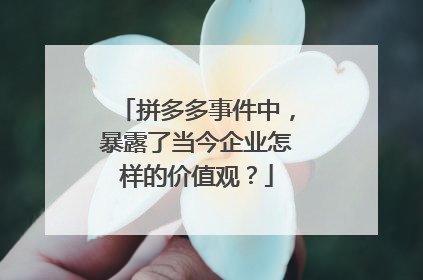 拼多多事件中,暴露了当今企业怎样的价值观?