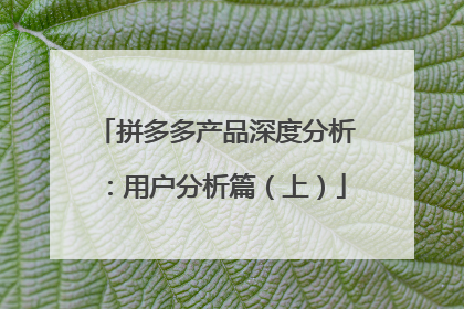拼多多产品深度分析：用户分析篇（上）