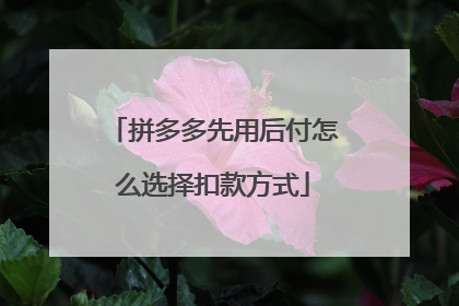 拼多多先用后付怎么选择扣款方式