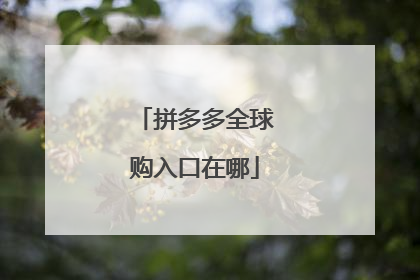 拼多多全球购入口在哪