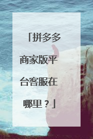 拼多多商家版平台客服在哪里?