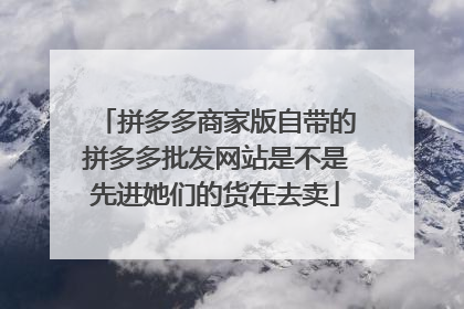 拼多多商家版自带的拼多多批发网站是不是先进她们的货在去卖