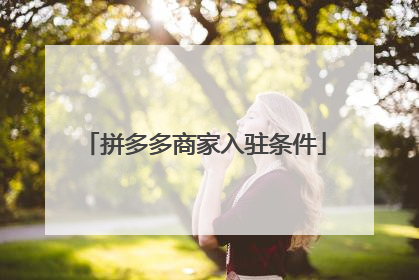 拼多多商家入驻条件