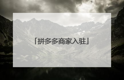 拼多多商家入驻