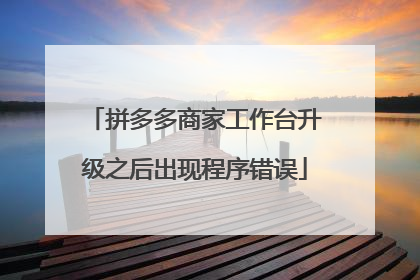 拼多多商家工作台升级之后出现程序错误