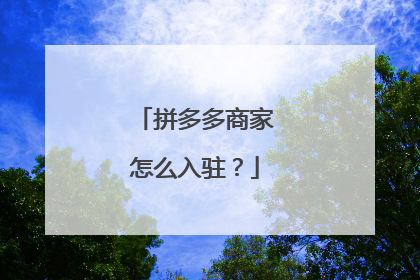 拼多多商家怎么入驻?
