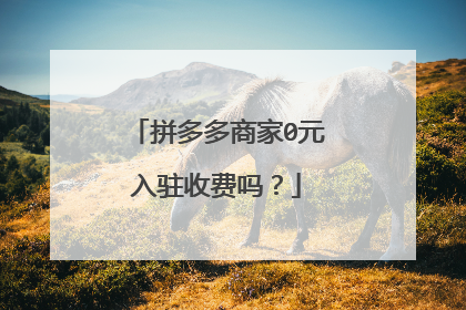 拼多多商家0元入驻收费吗?