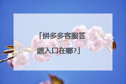 拼多多客服答题入口在哪?