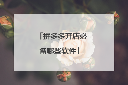 拼多多开店必备哪些软件