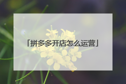 拼多多开店怎么运营
