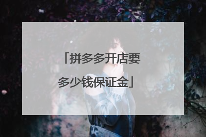 拼多多开店要多少钱保证金