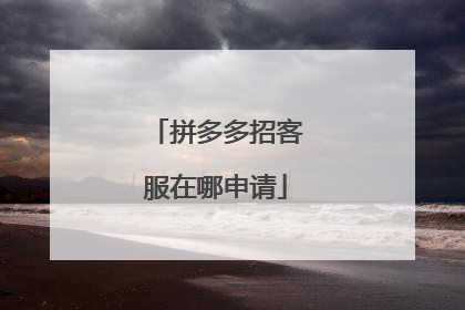 拼多多招客服在哪申请