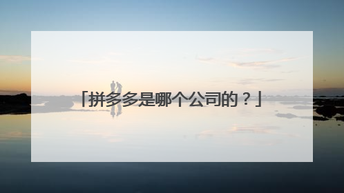 拼多多是哪个公司的?