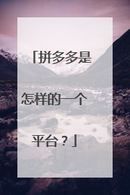 拼多多是怎样的一个平台?