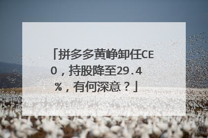 拼多多黄峥卸任CEO，持股降至29.4%，有何深意？
