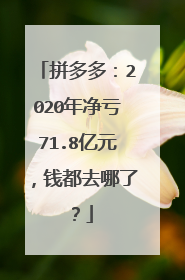 拼多多:2020年净亏71.8亿元,钱都去哪了?