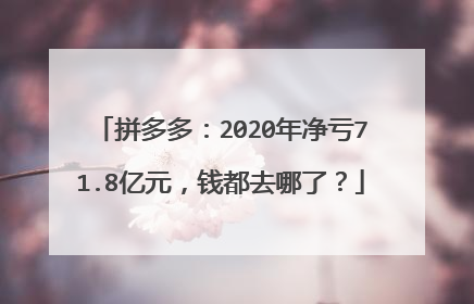 拼多多：2020年净亏71.8亿元，钱都去哪了？