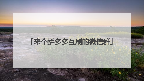 来个拼多多互刷的微信群