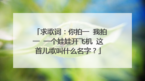 求歌词:你拍一 我拍一 一个娃娃开飞机 这首儿歌叫什么名字?
