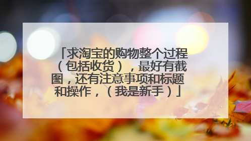 求淘宝的购物整个过程（包括收货），最好有截图，还有注意事项和标题和操作，（我是新手）