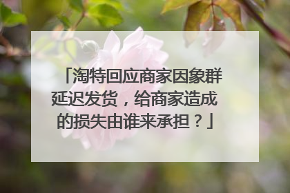 淘特回应商家因象群延迟发货，给商家造成的损失由谁来承担？
