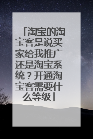 淘宝的淘宝客是说买家给我推广还是淘宝系统?开通淘宝客需要什么等级