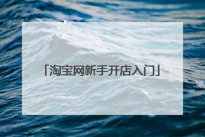 淘宝网新手开店入门