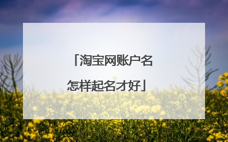 淘宝网账户名怎样起名才好