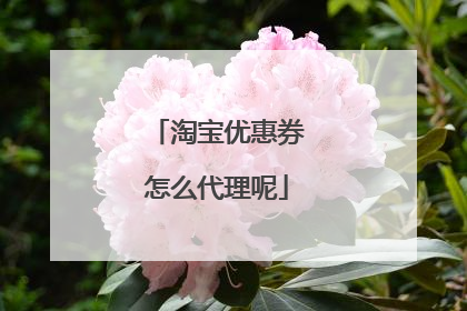 淘宝优惠券怎么代理呢