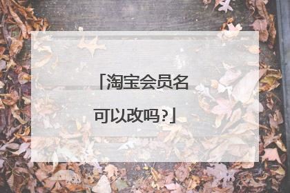 淘宝会员名可以改吗?